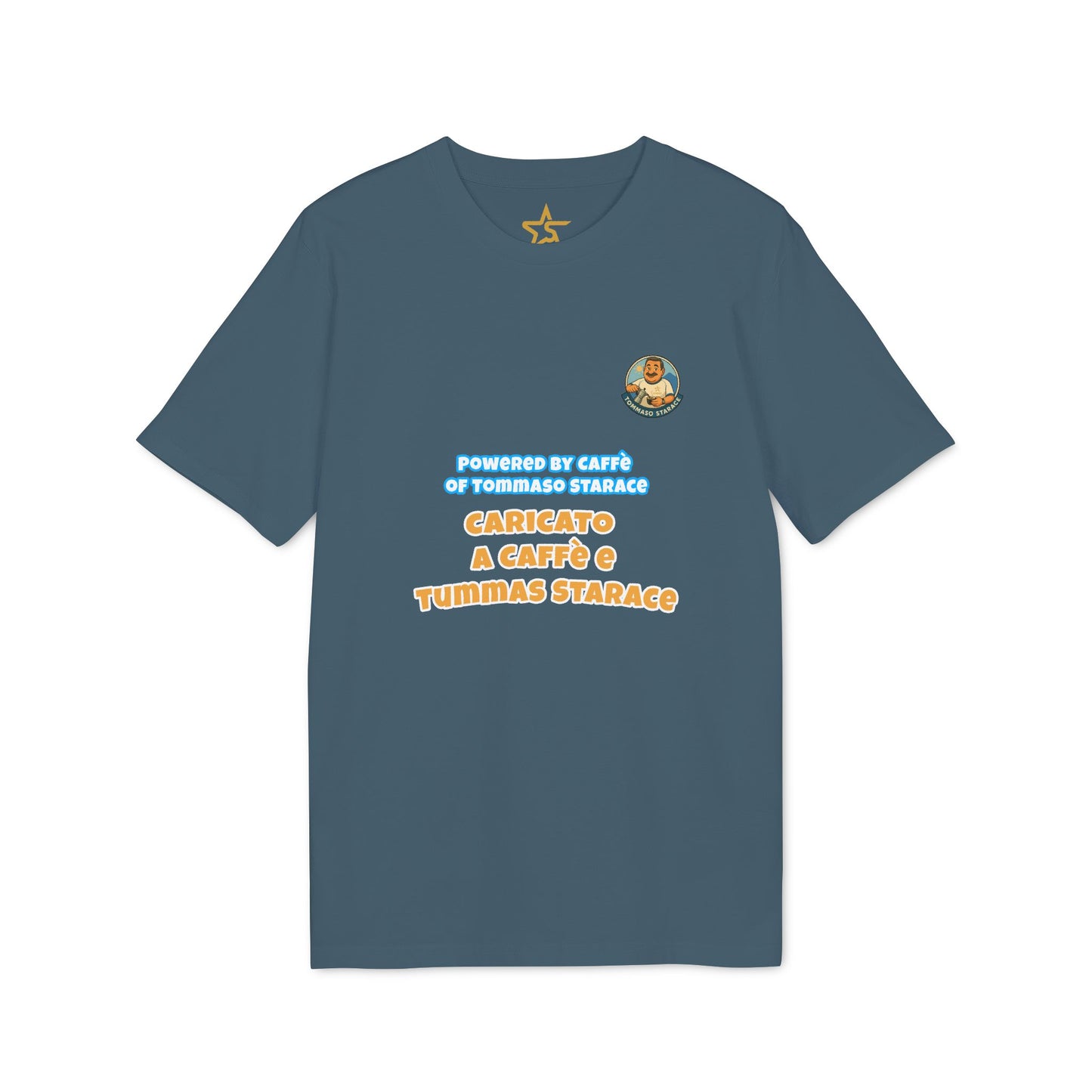 T-Shirt Unisex “Powered by Caffè / Caricato a Caffè” – Cartoon