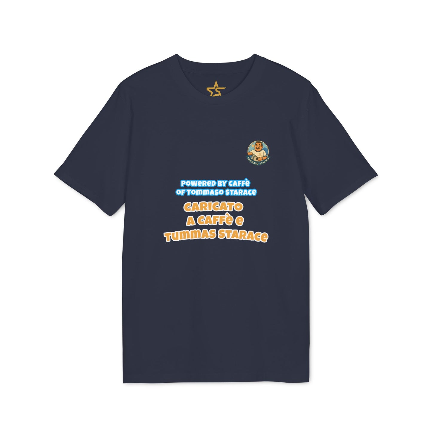T-Shirt Unisex “Powered by Caffè / Caricato a Caffè” – Cartoon