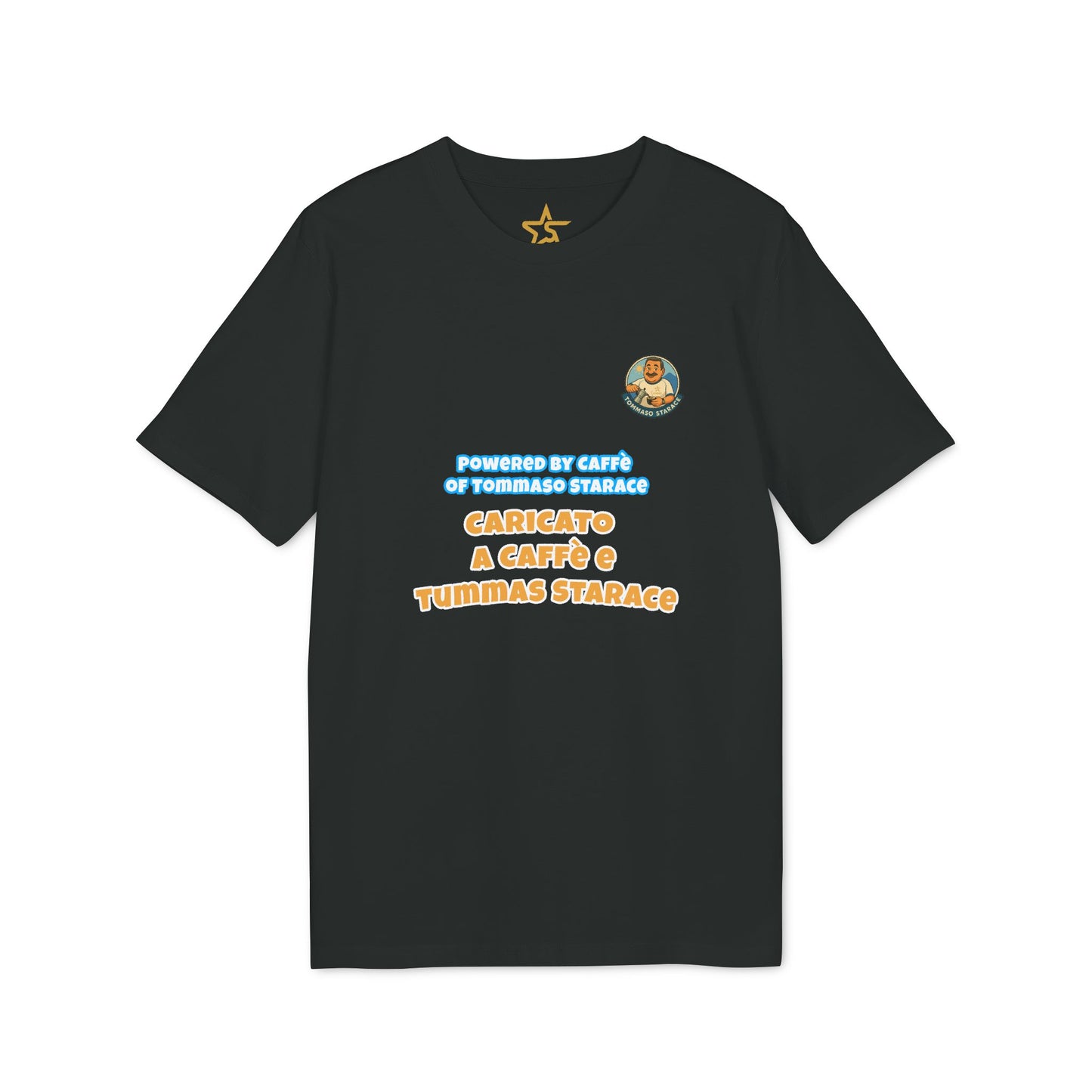 T-Shirt Unisex “Powered by Caffè / Caricato a Caffè” – Cartoon