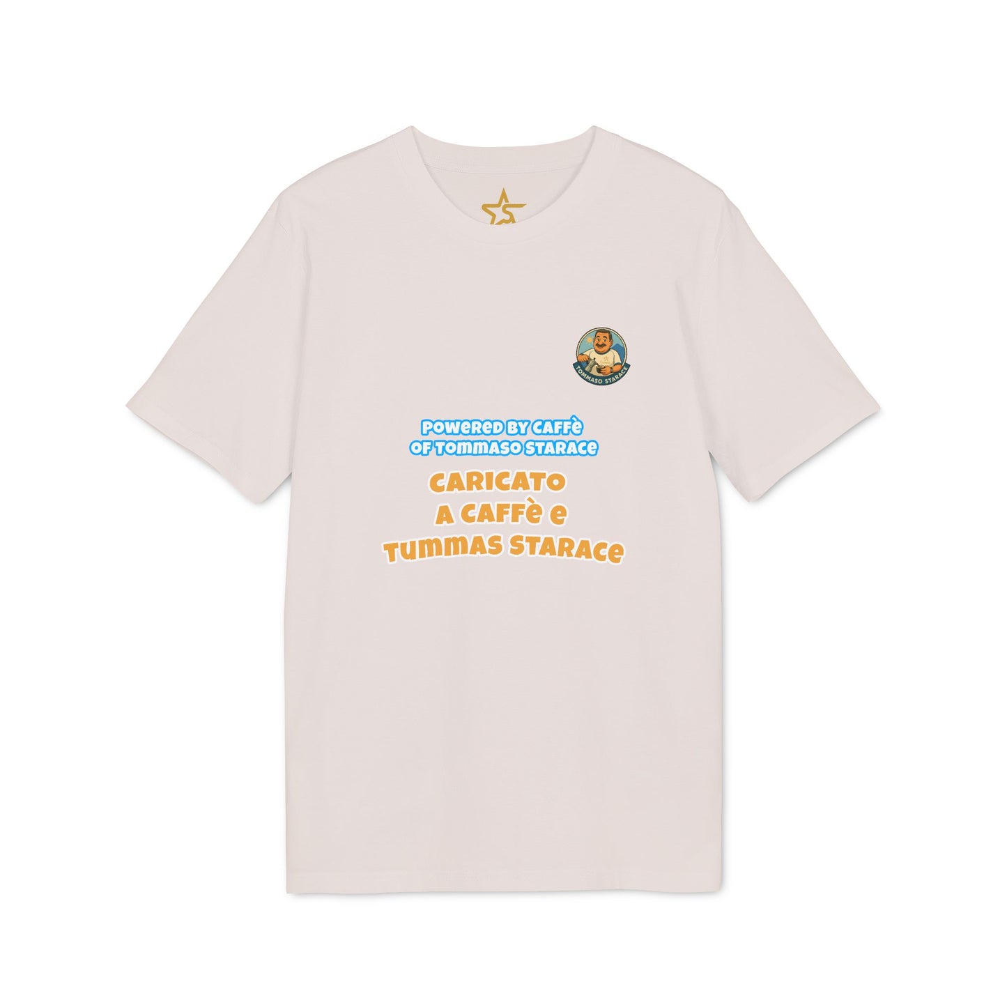 T-Shirt Unisex “Powered by Caffè / Caricato a Caffè” – Cartoon