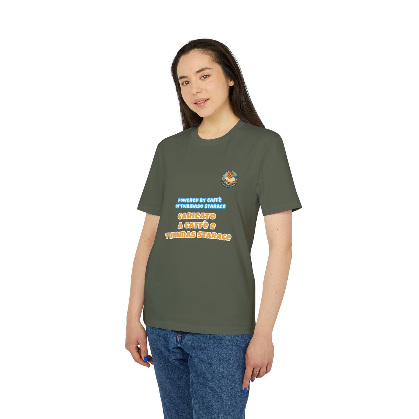 T-Shirt Unisex “Powered by Caffè / Caricato a Caffè” – Cartoon