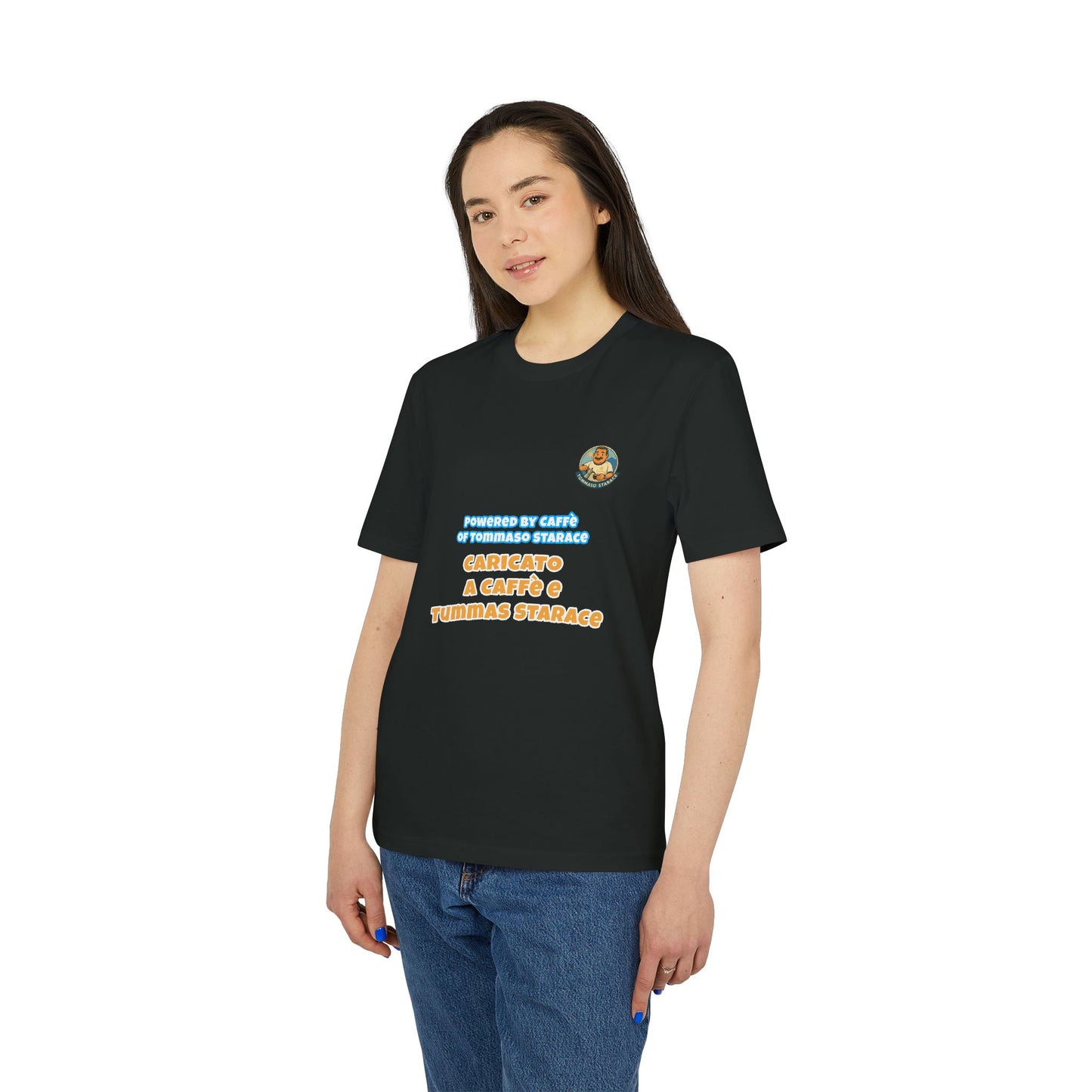 T-Shirt Unisex “Powered by Caffè / Caricato a Caffè” – Cartoon