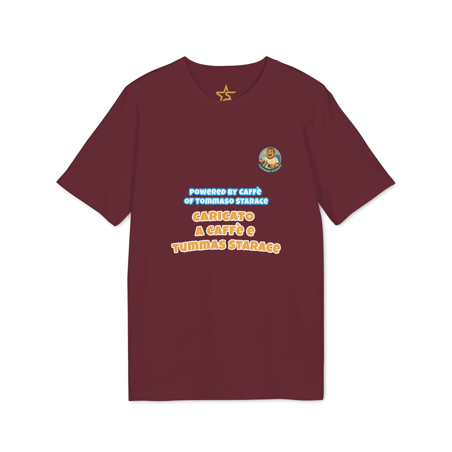 T-Shirt Unisex “Powered by Caffè / Caricato a Caffè” – Cartoon