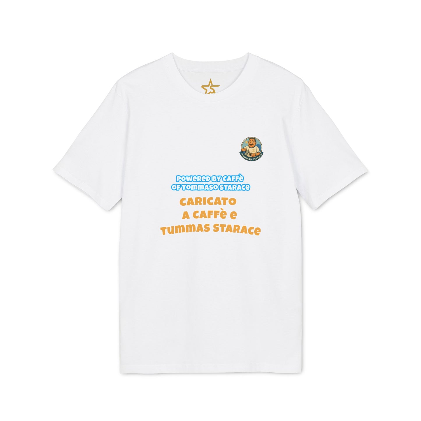 T-Shirt Unisex “Powered by Caffè / Caricato a Caffè” – Cartoon