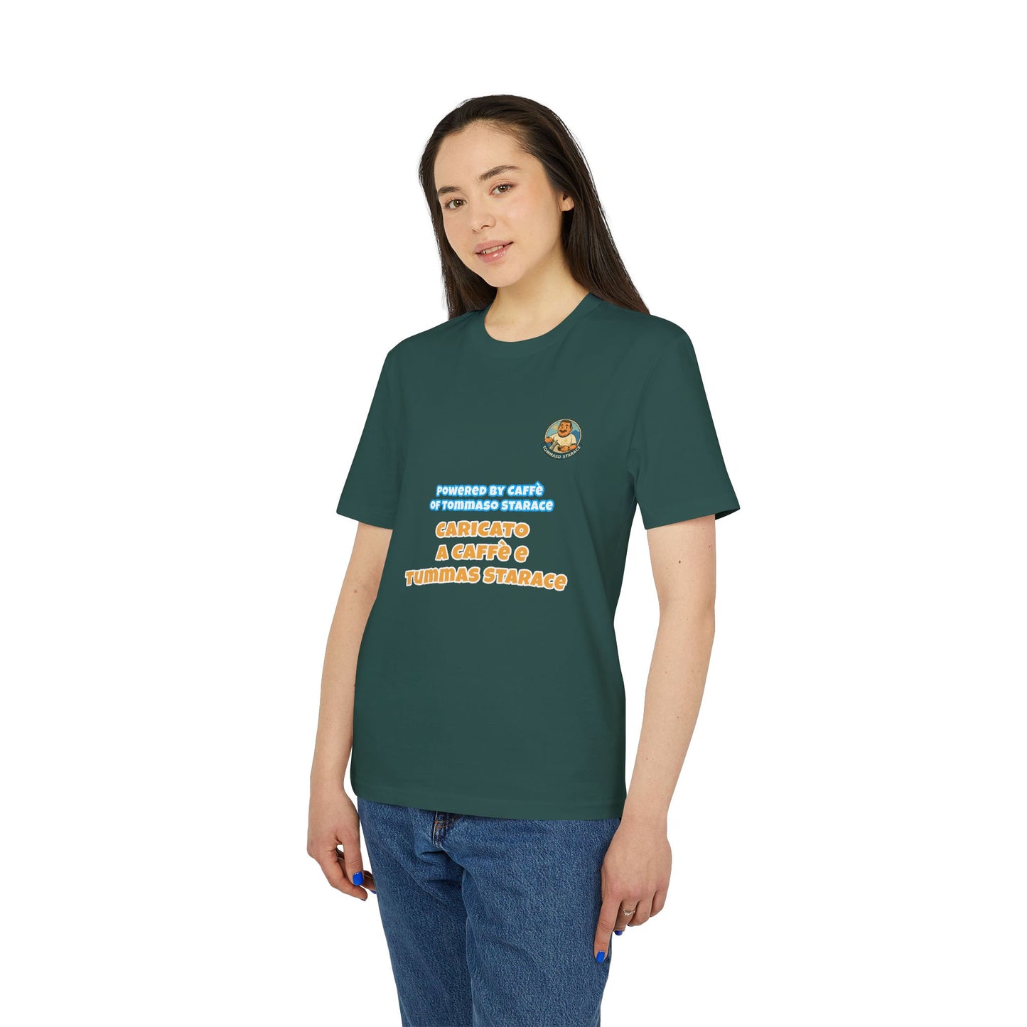 T-Shirt Unisex “Powered by Caffè / Caricato a Caffè” – Cartoon