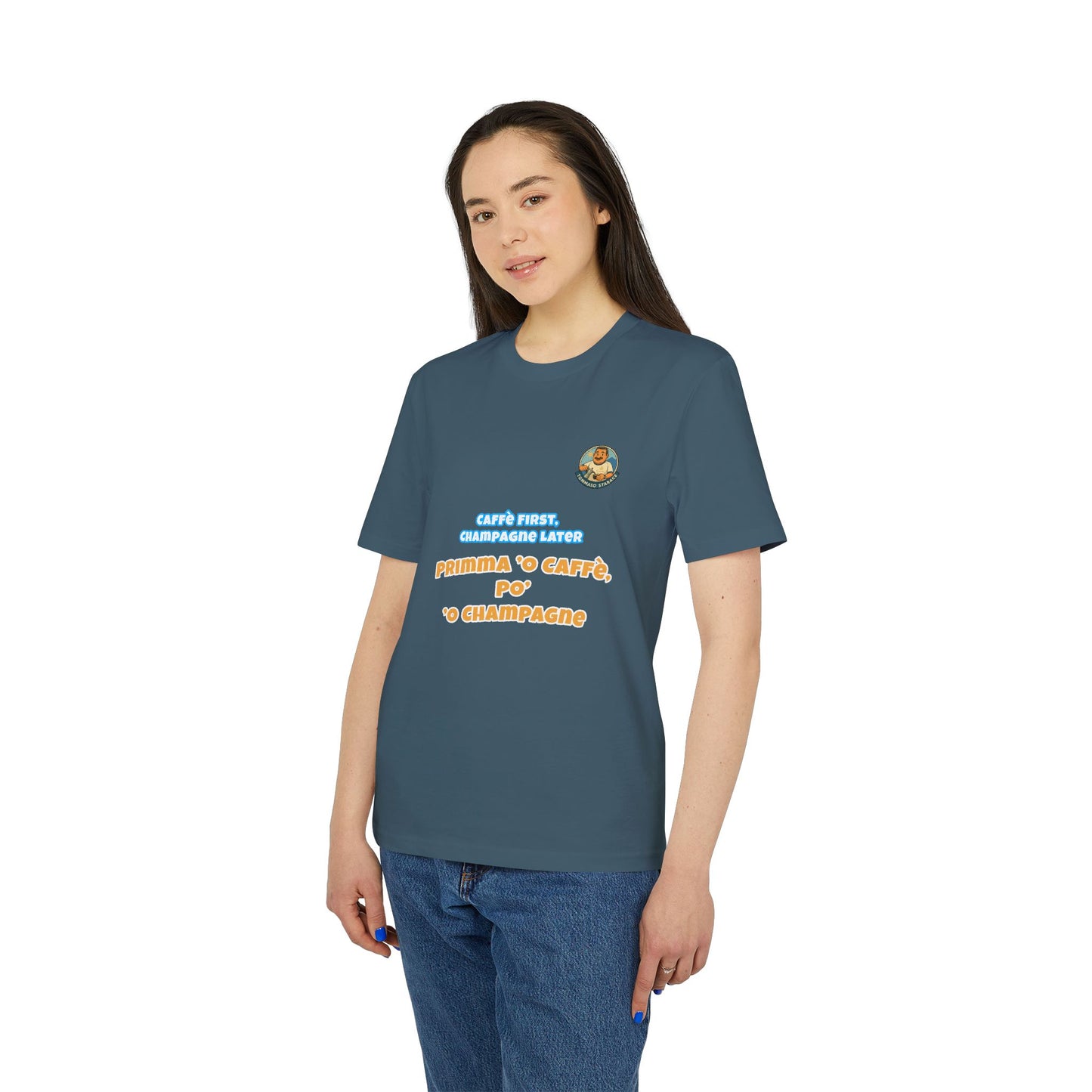 T-Shirt “Caffè First, Champagne Later”