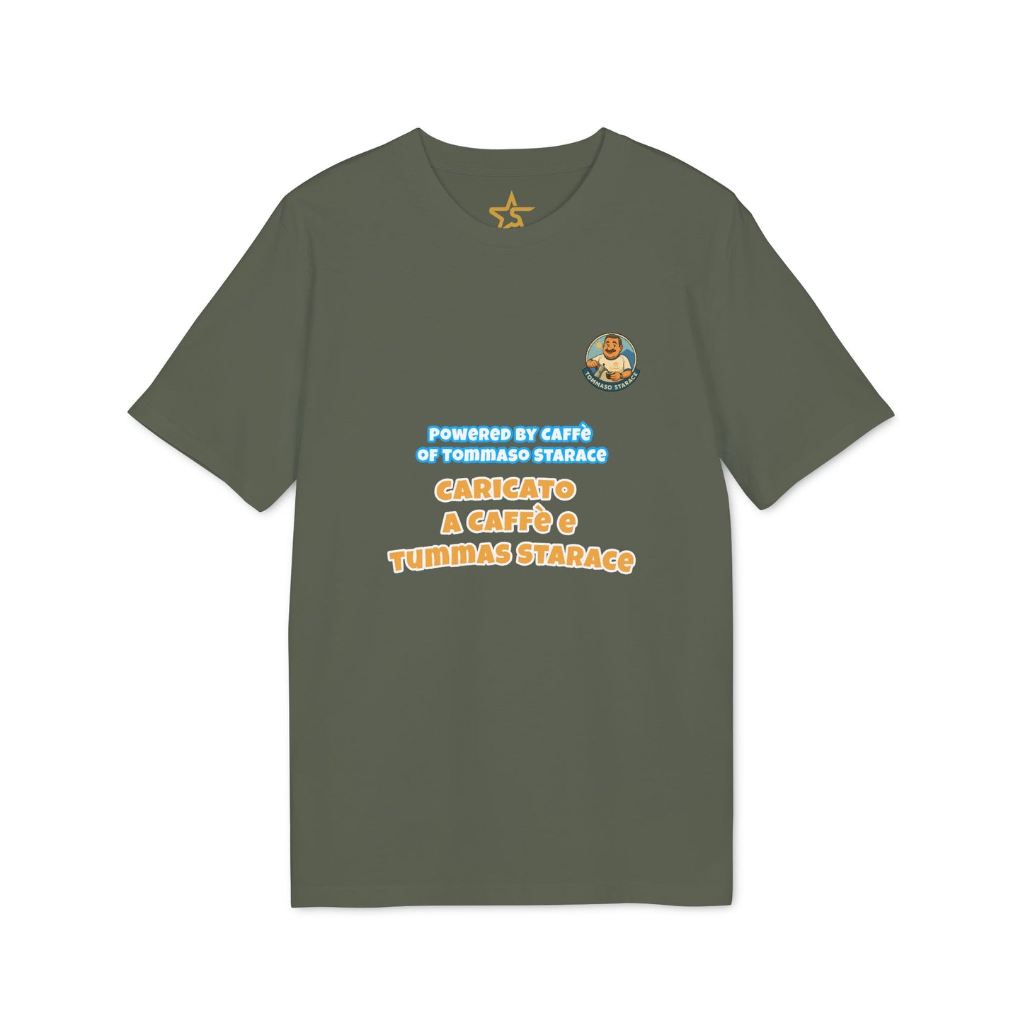 T-Shirt Unisex “Powered by Caffè / Caricato a Caffè” – Cartoon
